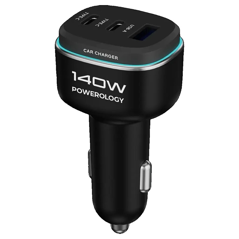 شارژر فندکی 140 وات پاورولوژی شارژر فندکی Powerology مدل PCCSR025BKGYC ظرفیت 140W